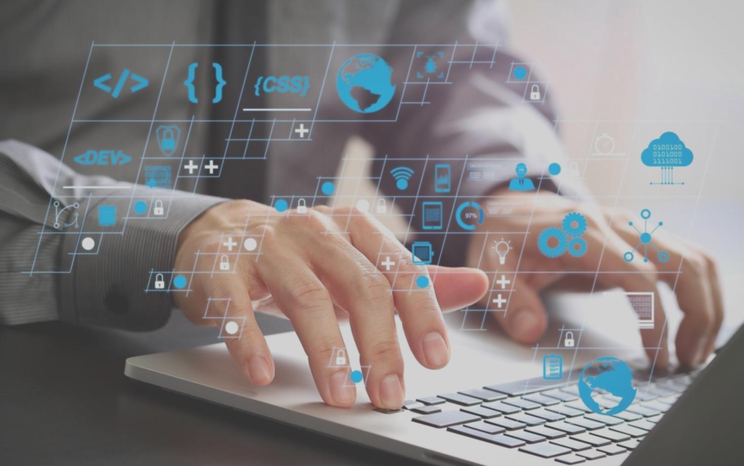 Mobile app development workspace showing iOS and Android interfaces